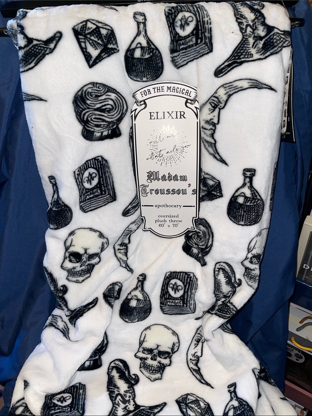 Madame Troussou’s Apothecary Plush Throw - Black and White